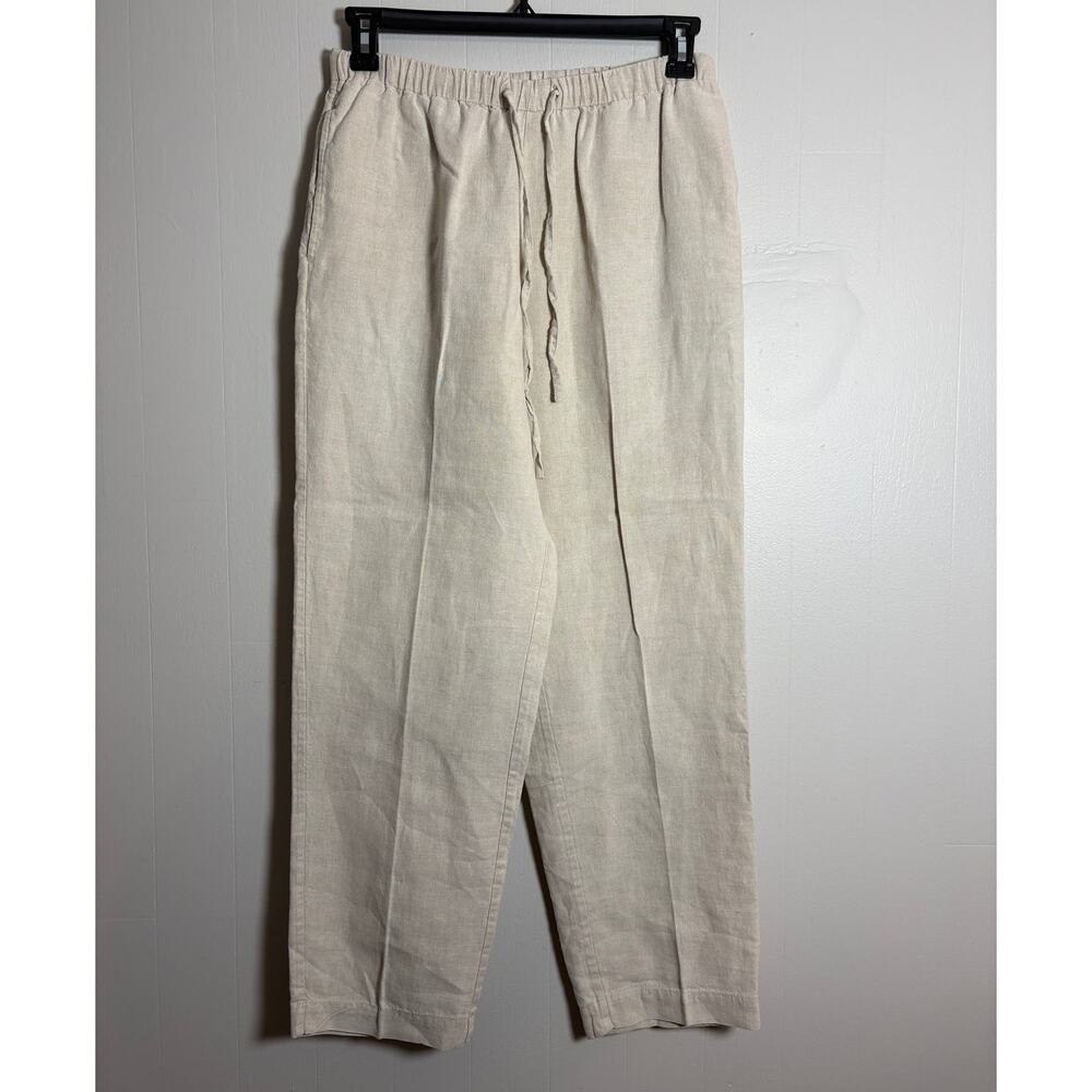 Orvis Women's Small 100% Linen Natural Fiber Drawstring Relaxed Fit Casual Pants